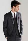 Next Charcoal Textured Suit: Jacket Men