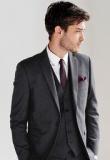 Next Charcoal Textured Suit: Waistcoat Men