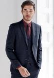 Next Dark Blue Textured Suit: Jacket Men