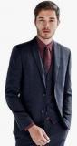 Next Dark Blue Textured Suit: Waistcoat Men