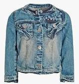 Next Denim Mid Blue Denim Flower Embroidered Jacket Girls