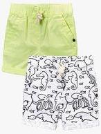 Next Fluro Green Plain And Print Shorts Two Pack Boys