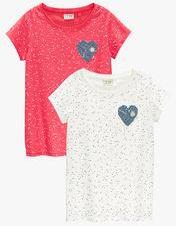 Next Heart Print T Shirts Two Pack Girls