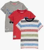 Next Multicoloured Amp; Red Short Sleeve Cars T Shirts Three Pack Boys