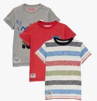 Next Multicoloured Amp; Red Short Sleeve Cars T Shirts Three Pack boys