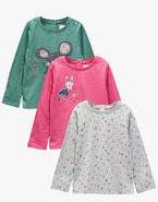 Next Multicoloured Bright Character Long Sleeve Tops Three Pack Girls