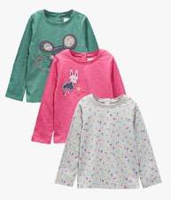 Next Multicoloured Bright Character Long Sleeve Tops Three Pack girls