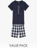 Next Multicoloured Checked Woven Pyjamas Two Pack Boys