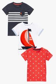 Next Multicoloured Short Sleeve Boat T Shirts Three Pack boys