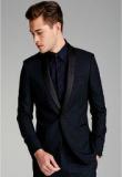 Next Navy Blue Check Skinny Fit Suit Jacket men