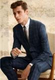 Next Navy Blue Checked Skinny Fit Suit: Blazer Men