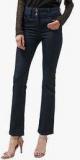 Next Navy Blue Solid Slim And Shape Boot Cut Jeans women