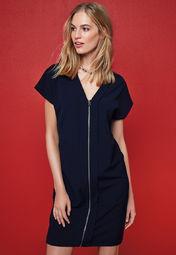 Next Navy Blue Zip Front Dress Women