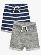 Next Navy Stripe/Grey Textured Shorts Two Pack Boys