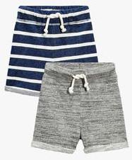 Next Navy Stripe/Grey Textured Shorts Two Pack boys