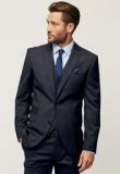 Next Navy Textured Tailored Fit Suit Jacket Men