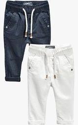 Next Navy/White Linen Blend Trousers 2 Pack Boys