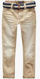 Next Neutral Skinny Trousers With Belt Boys