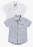 Next Pack Of 2 Grey/White Linen Mix Shirts Boys