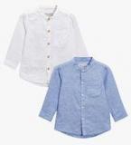 Next Pack Of 2 Multicoloured Long Sleeve Linen Blend Shirts Boys