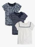 Next Pack Of 3 Navy Blue /White Tops Girls