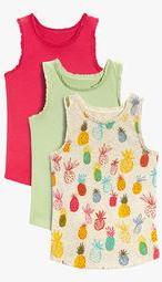 Next Pineapple Print, Lime Amp; Coral Vests Three Pack Girls