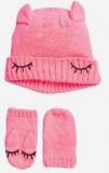 Next Pink Beanie Cap With Gloves Girls