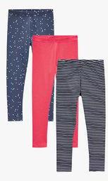 Next Red/Navy Print/Stripe Leggings Three Pack Girls