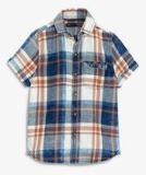 Next Short Sleeve Indigo Check Shirt Boys