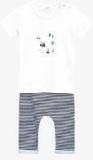 Next White Embroidered T Shirt And Stripe Leggings Set Boys