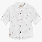 Next White Linen Blend Cactus Print Grandad Shirt Boys