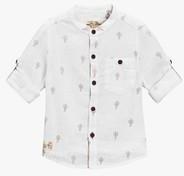 Next White Linen Blend Cactus Print Grandad Shirt boys