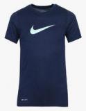 Nike B Dry Ss Swoosh Solid Navy Blue T Shirt Boys