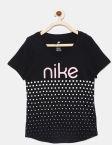 Nike Black Printed Round Neck T Shirt Girls