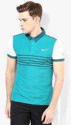 Nike Green Solid Polo T Shirts Men