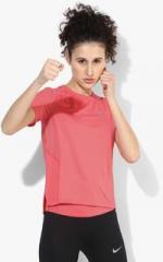 Nike Miler Running Pink Round Neck T Shirt women