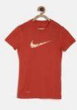 Nike Orange Printed Regular Top Girls