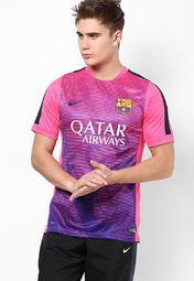 Nike Pink Barcelona Soccer Round Neck T Shirt Men