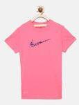 Nike Pink Printed Round Neck T Shirt Girls