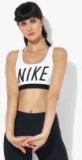 Nike White Solid Non Padded Sports Bra Women