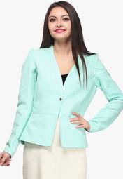 Nineteen Aqua Blue Solid Summer Jacket women