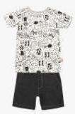 Nino Bambino Black Printed Shorts Set Boys