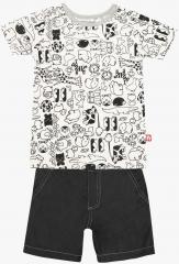 Nino Bambino Black Printed Shorts Set boys