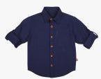 Nino Bambino Navy Blue Regular Fit Solid Casual Shirt Boys