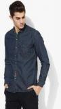 Numero Uno Blue Solid Slim Fit Casual Shirt Men