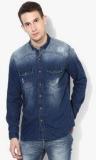 Numero Uno Blue Washed Slim Fit Casual Shirt men