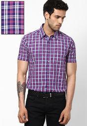 Numero Uno Checked Purple Casual Shirt Men