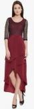 Nun Maroon Solid Asymmetric Dress Women