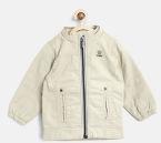 Okane Beige Solid Hooded Tailored Jacket Boys