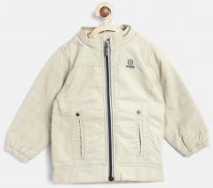 Okane Beige Solid Hooded Tailored Jacket boys